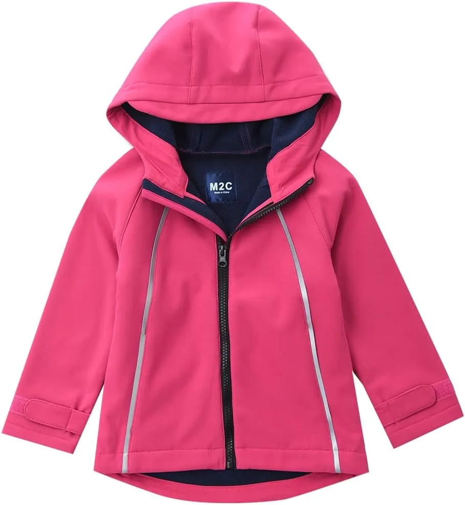 M2C Girls Hooded Fleece Lined Windproof Softshell Windbreaker Jacket