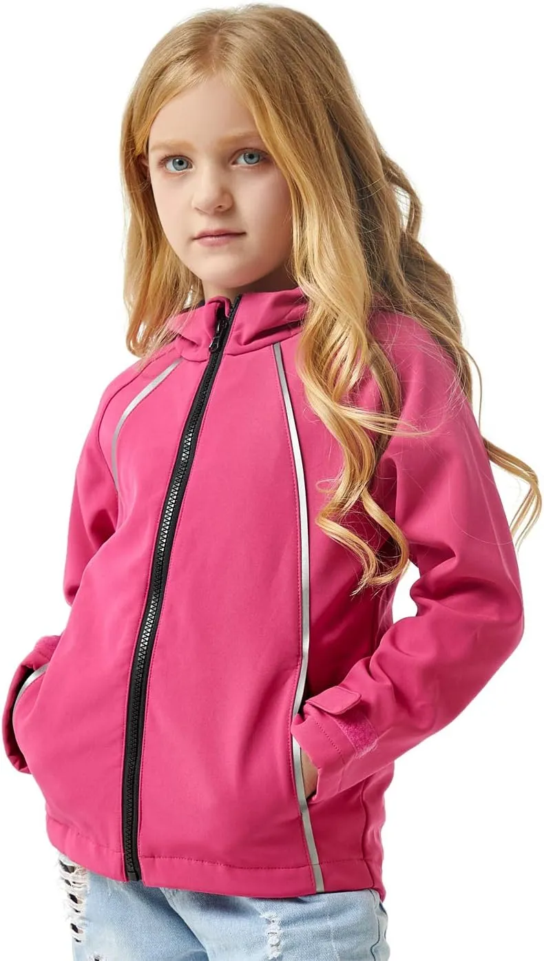 M2C Girls Hooded Fleece Lined Windproof Softshell Windbreaker Jacket