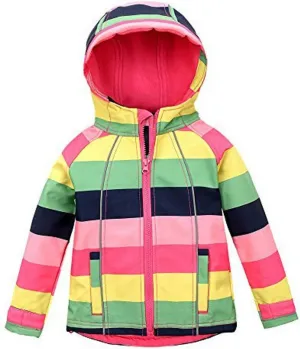 M2C Girls Hooded Fleece Lined Windproof Softshell Windbreaker Jacket