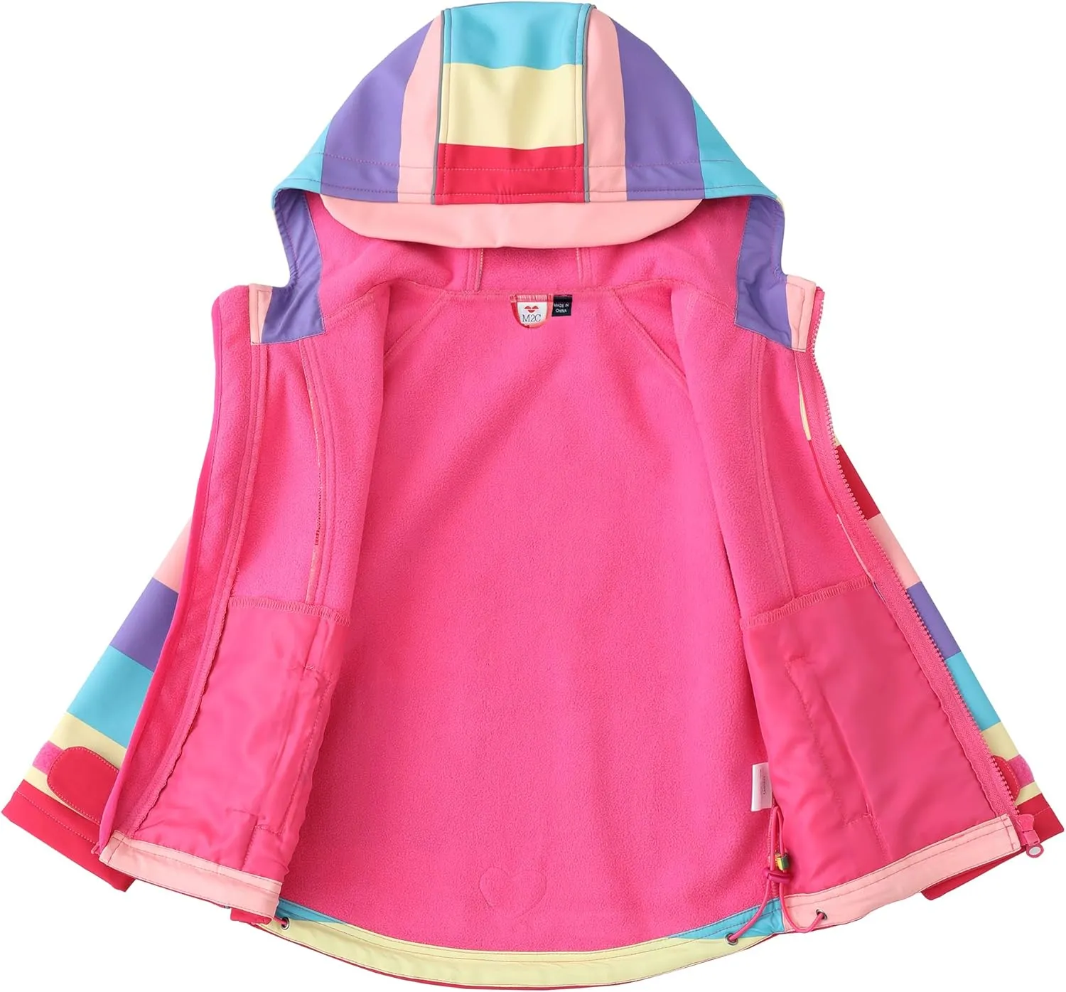 M2C Girls Hooded Fleece Lined Windproof Softshell Windbreaker Jacket