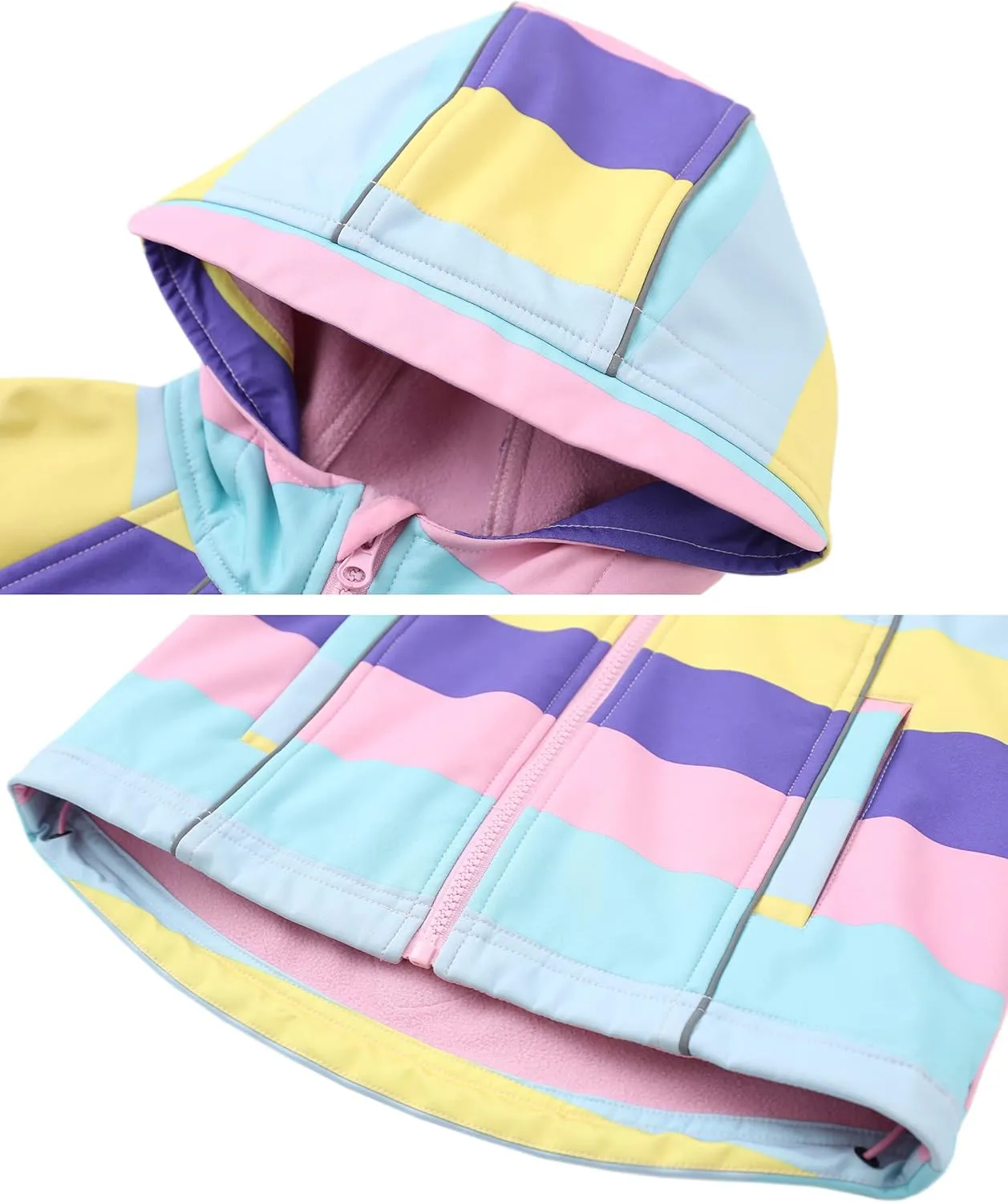 M2C Girls Hooded Fleece Lined Windproof Softshell Windbreaker Jacket