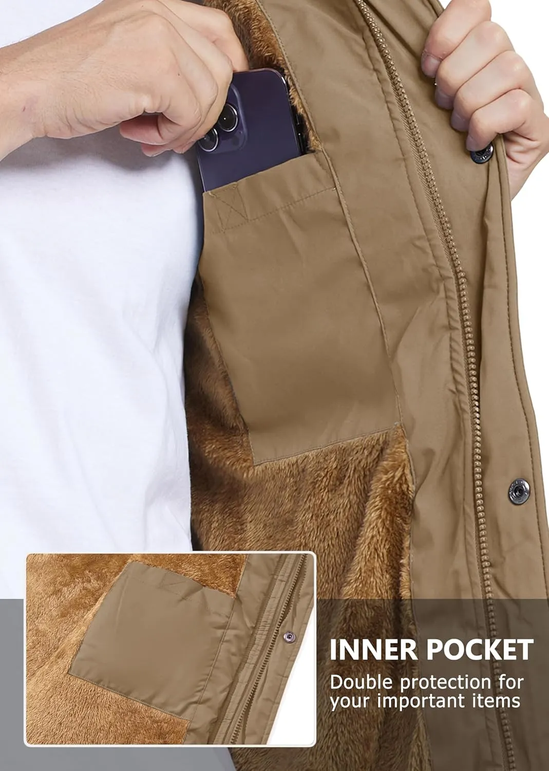 MAGCOMSEN Men's Winter Vest Outerwear Fleece Lined Outdoor Vest Warm Sleeveless Jacket