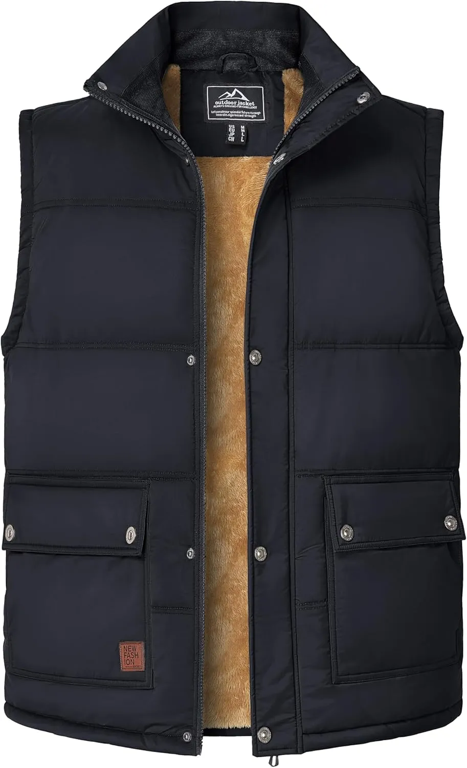 MAGCOMSEN Men's Winter Vest Outerwear Fleece Lined Outdoor Vest Warm Sleeveless Jacket