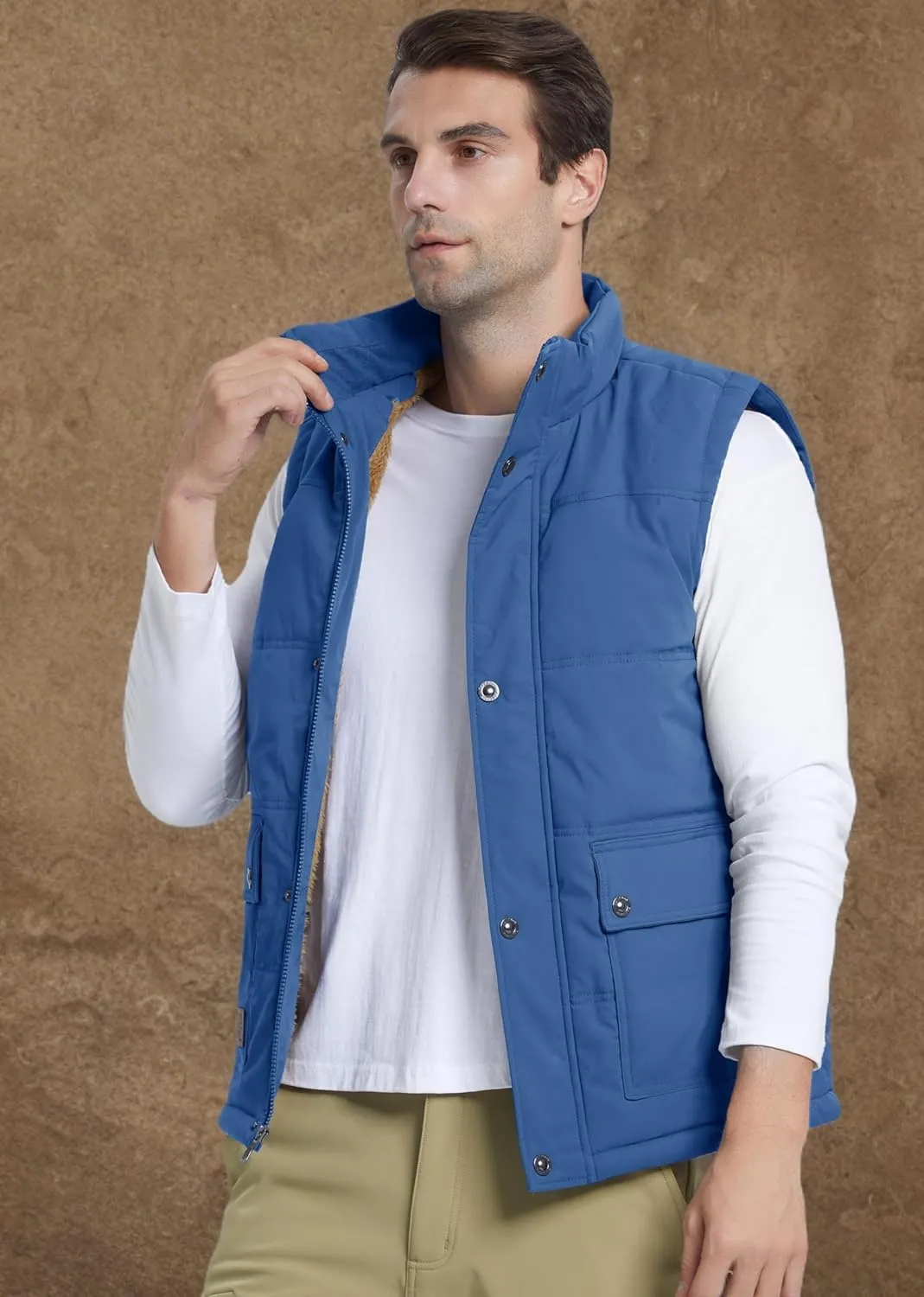 MAGCOMSEN Men's Winter Vest Outerwear Fleece Lined Outdoor Vest Warm Sleeveless Jacket