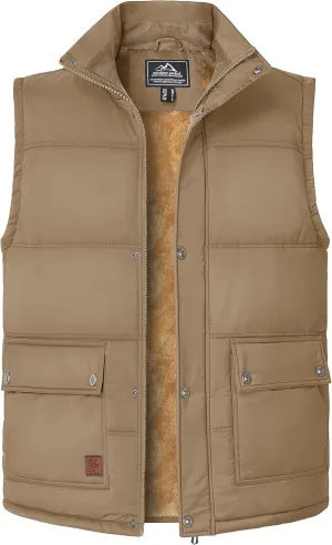 MAGCOMSEN Men's Winter Vest Outerwear Fleece Lined Outdoor Vest Warm Sleeveless Jacket