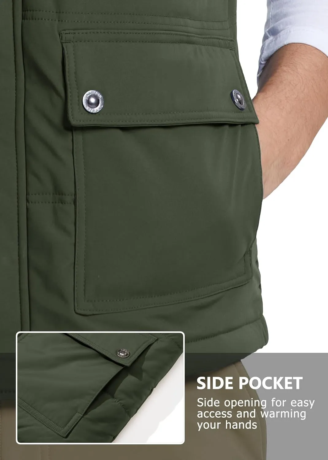 MAGCOMSEN Men's Winter Vest Outerwear Fleece Lined Outdoor Vest Warm Sleeveless Jacket