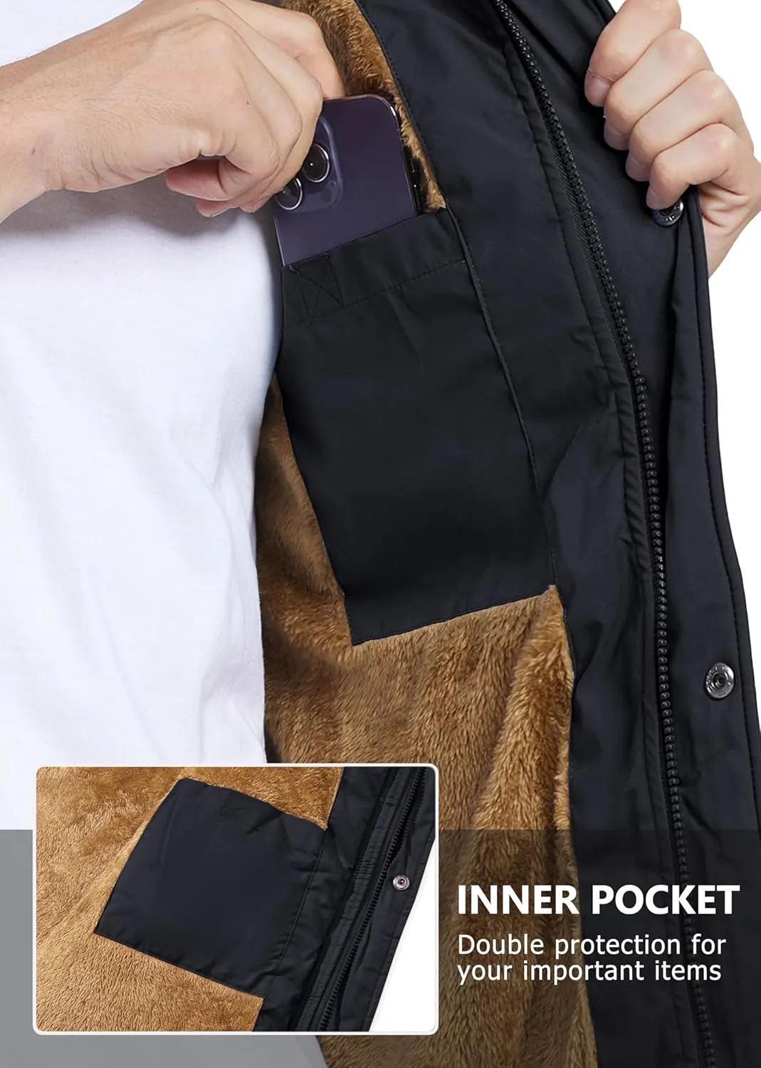 MAGCOMSEN Men's Winter Vest Outerwear Fleece Lined Outdoor Vest Warm Sleeveless Jacket