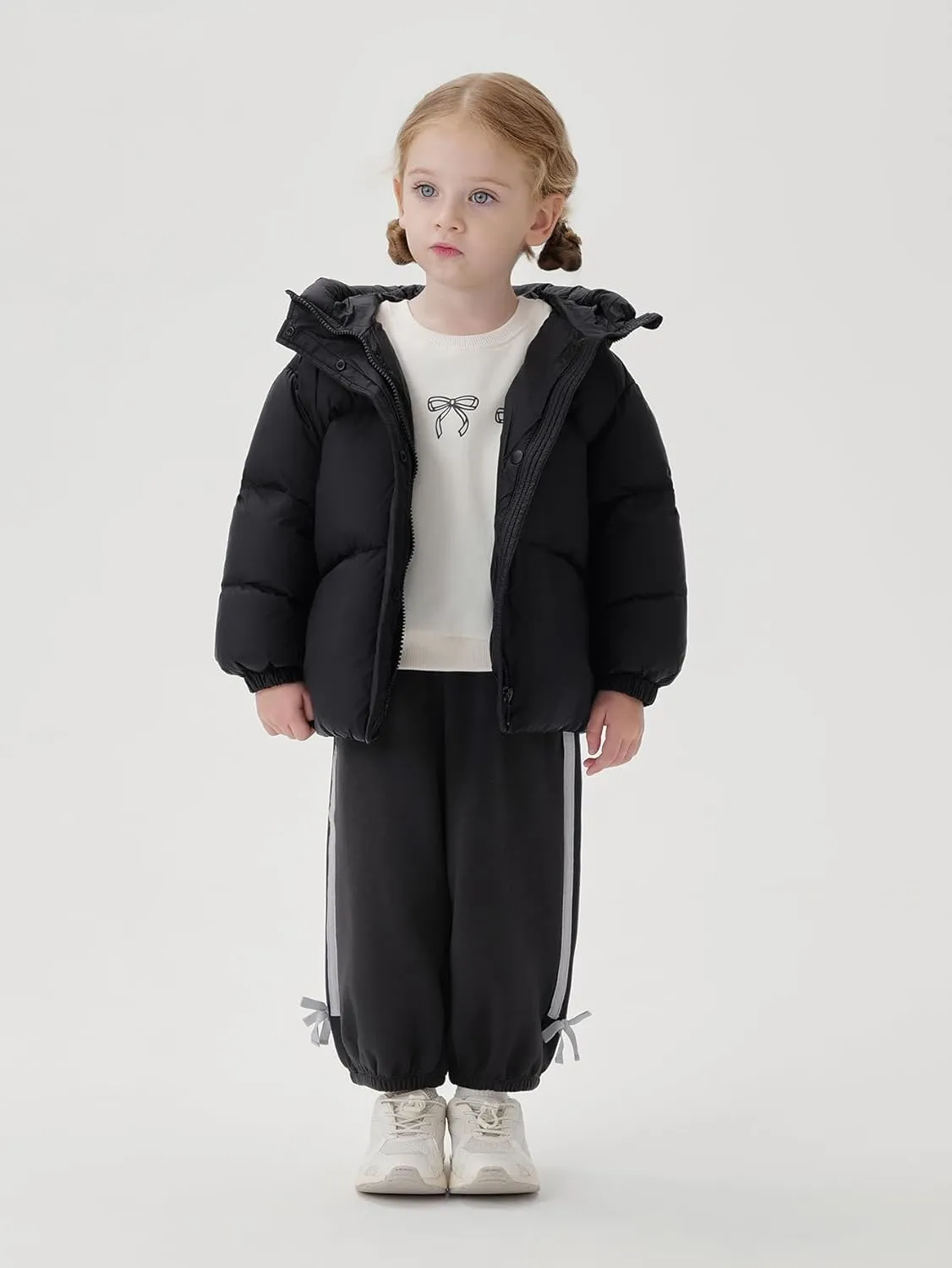 marc & janie Baby Girls Long Sleeve Hooded Down Jacket Zipper Warm Outerwear Ultralight Breadsuit Tops 241197