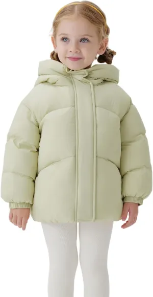 marc & janie Baby Girls Long Sleeve Hooded Down Jacket Zipper Warm Outerwear Ultralight Breadsuit Tops 241197
