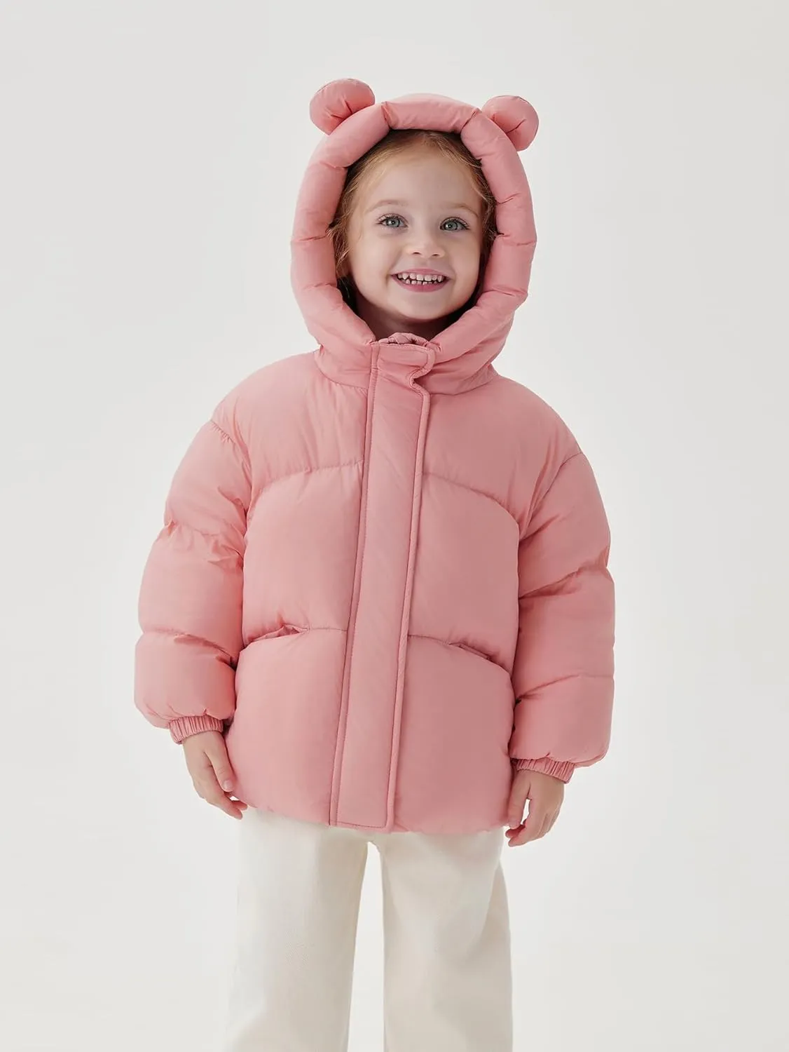 marc & janie Baby Girls Long Sleeve Hooded Down Jacket Zipper Warm Outerwear Ultralight Breadsuit Tops 241197