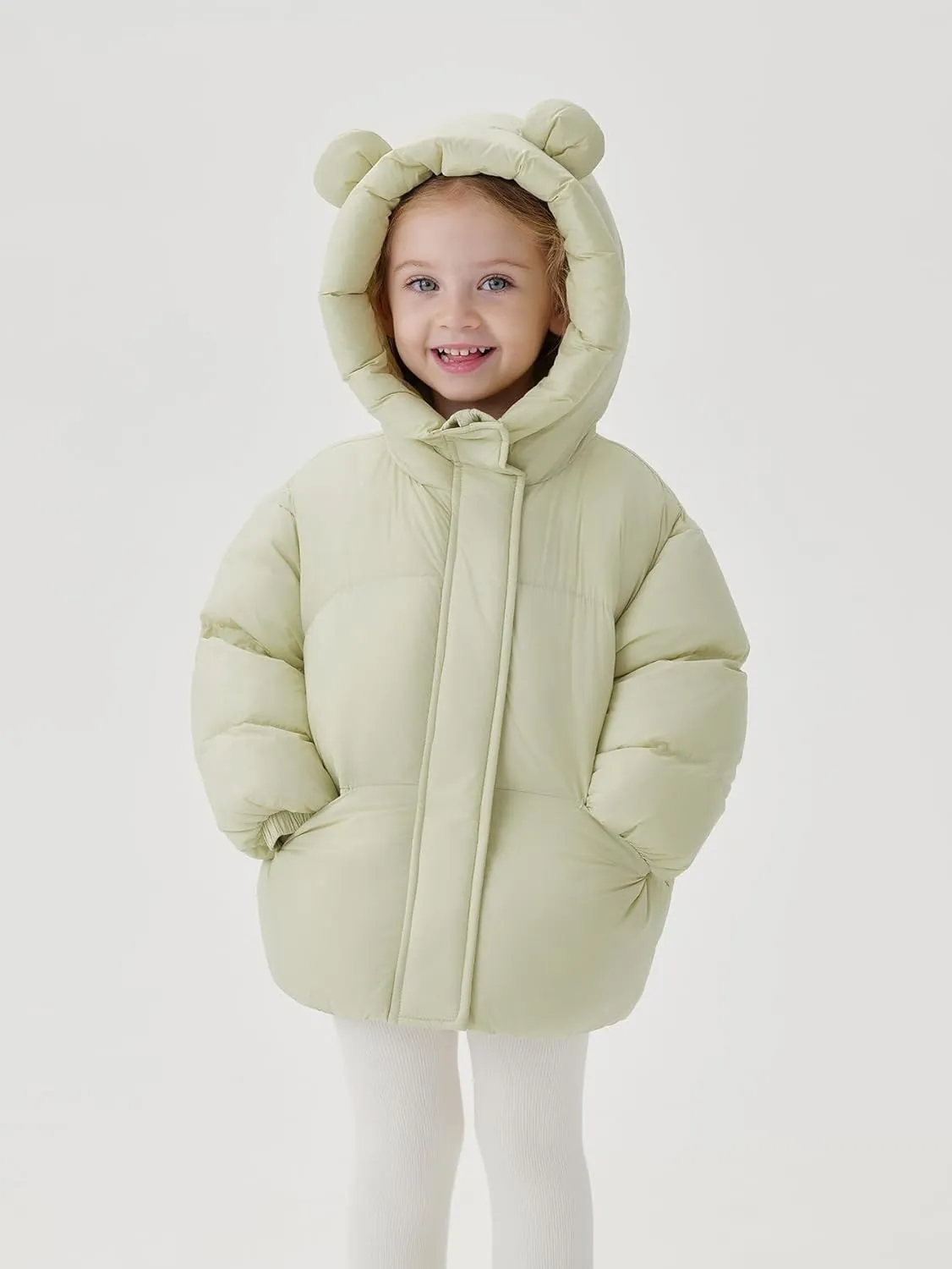 marc & janie Baby Girls Long Sleeve Hooded Down Jacket Zipper Warm Outerwear Ultralight Breadsuit Tops 241197