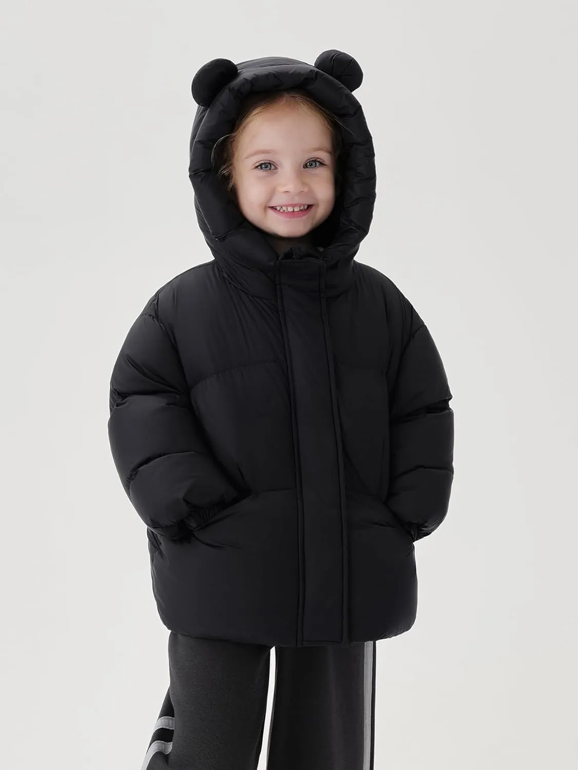marc & janie Baby Girls Long Sleeve Hooded Down Jacket Zipper Warm Outerwear Ultralight Breadsuit Tops 241197