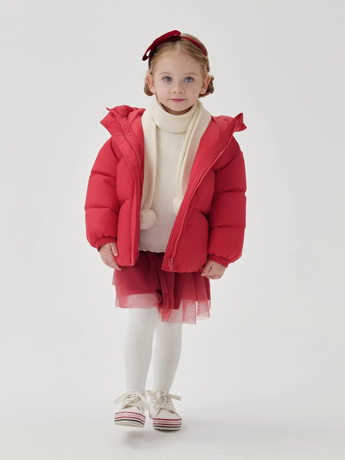 marc & janie Baby Girls Long Sleeve Hooded Down Jacket Zipper Warm Outerwear Ultralight Breadsuit Tops 241197