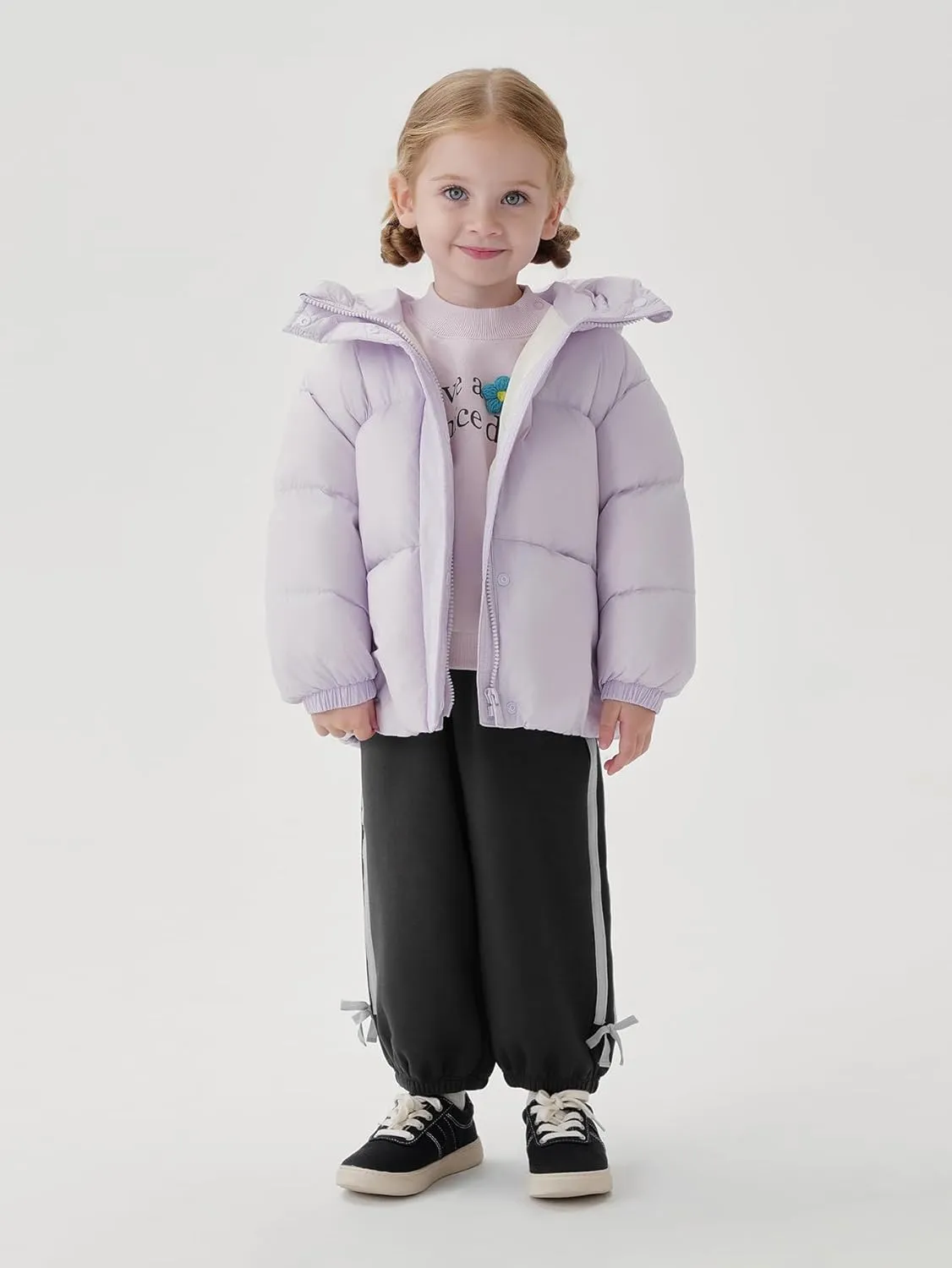 marc & janie Baby Girls Long Sleeve Hooded Down Jacket Zipper Warm Outerwear Ultralight Breadsuit Tops 241197