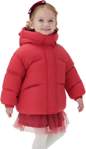 marc & janie Baby Girls Long Sleeve Hooded Down Jacket Zipper Warm Outerwear Ultralight Breadsuit Tops 241197