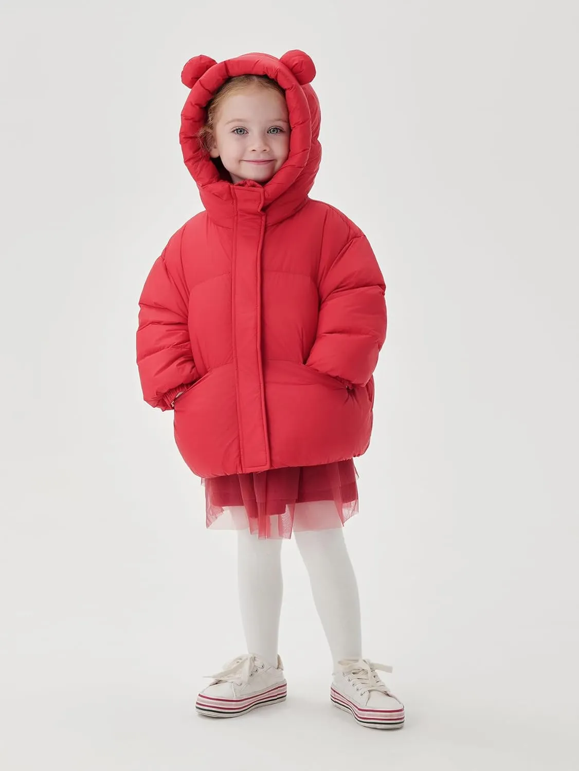 marc & janie Baby Girls Long Sleeve Hooded Down Jacket Zipper Warm Outerwear Ultralight Breadsuit Tops 241197