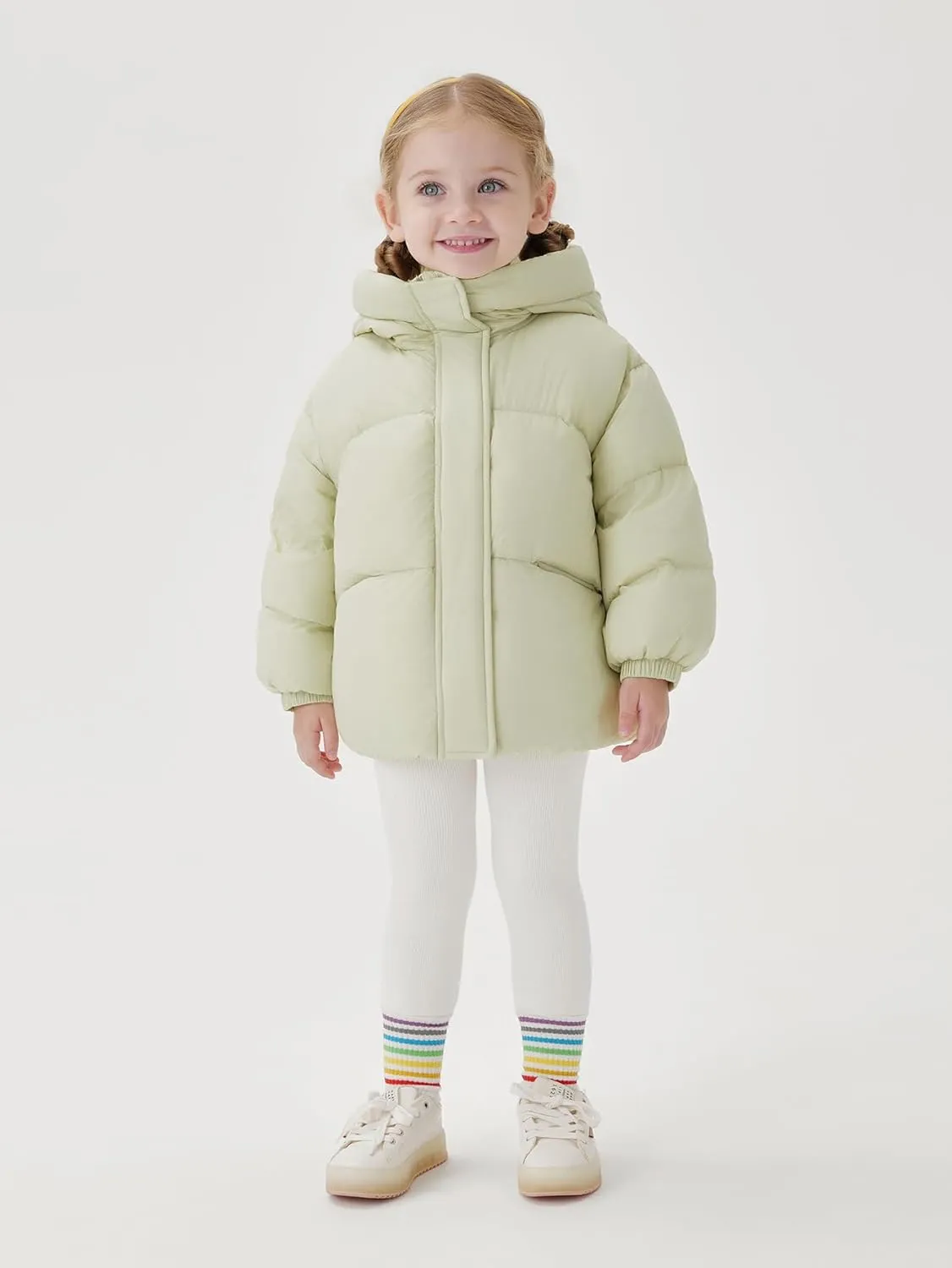 marc & janie Baby Girls Long Sleeve Hooded Down Jacket Zipper Warm Outerwear Ultralight Breadsuit Tops 241197