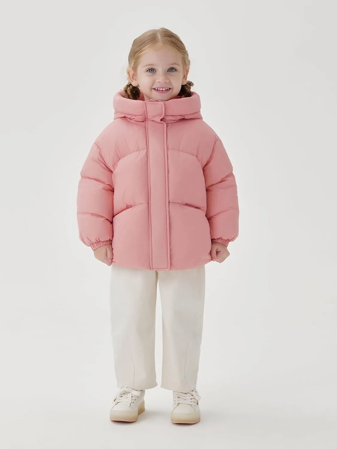 marc & janie Baby Girls Long Sleeve Hooded Down Jacket Zipper Warm Outerwear Ultralight Breadsuit Tops 241197
