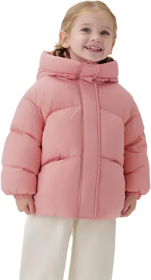 marc & janie Baby Girls Long Sleeve Hooded Down Jacket Zipper Warm Outerwear Ultralight Breadsuit Tops 241197