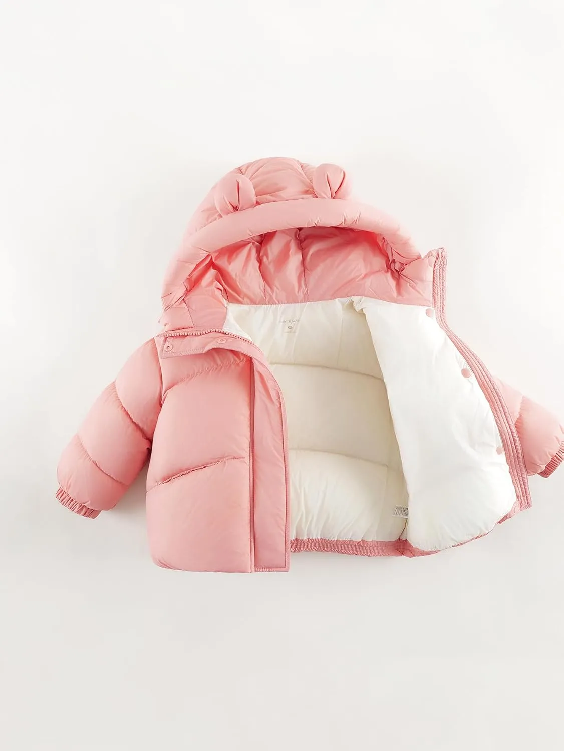marc & janie Baby Girls Long Sleeve Hooded Down Jacket Zipper Warm Outerwear Ultralight Breadsuit Tops 241197