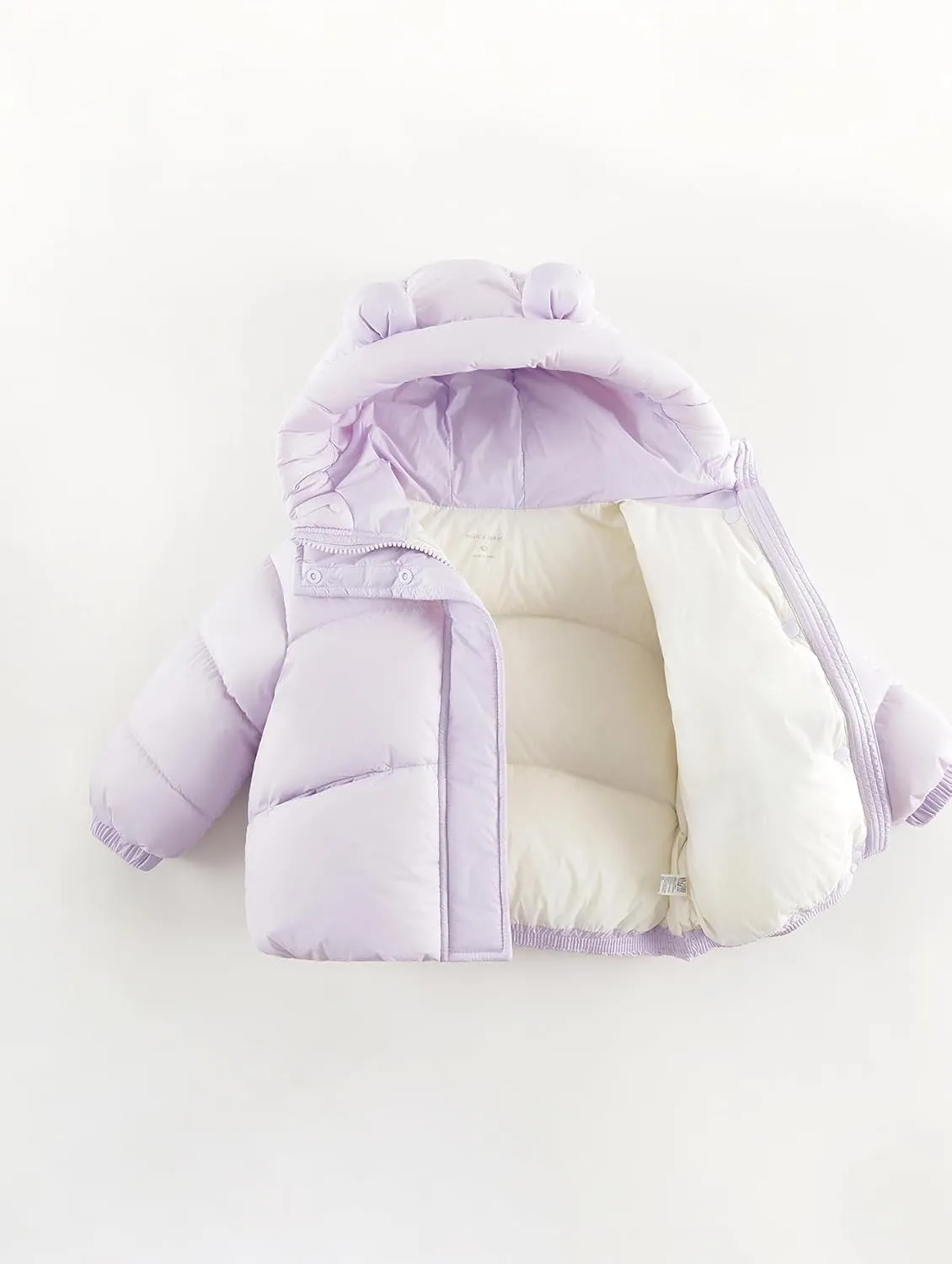 marc & janie Baby Girls Long Sleeve Hooded Down Jacket Zipper Warm Outerwear Ultralight Breadsuit Tops 241197