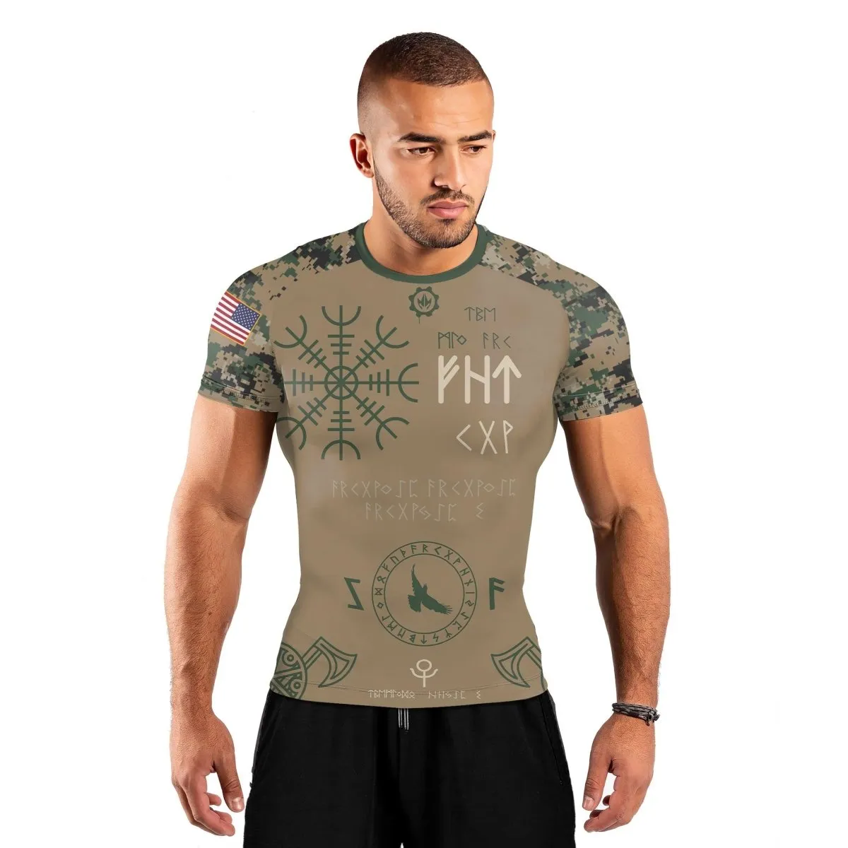 Marine Veteran Viking Men's Short Sleeve Rash Guard