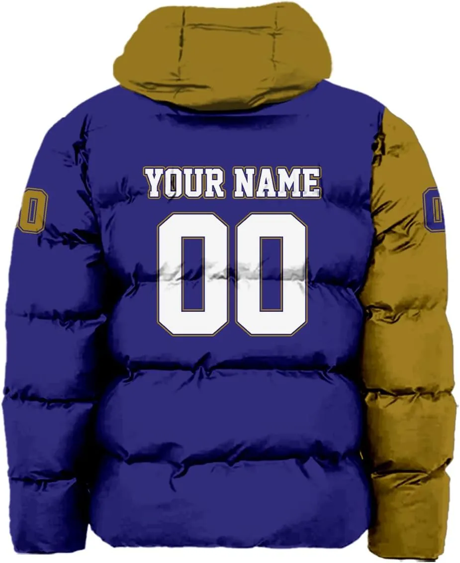 Men Football Custom Puffer Coat Add Any Name Number Lightweight Water-Resistant Winter Windproof Zipper Down Jacket S-5XL