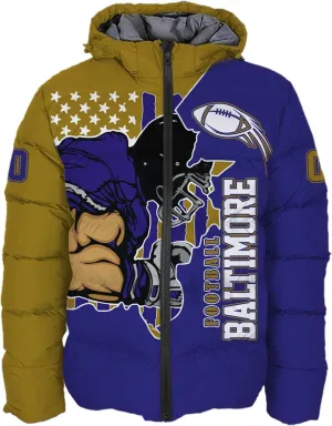 Men Football Custom Puffer Coat Add Any Name Number Lightweight Water-Resistant Winter Windproof Zipper Down Jacket S-5XL