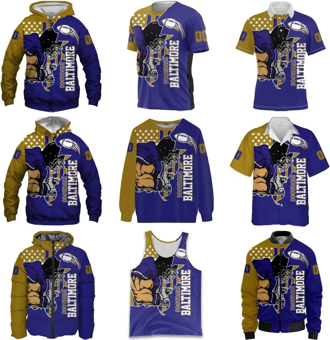 Men Football Custom Puffer Coat Add Any Name Number Lightweight Water-Resistant Winter Windproof Zipper Down Jacket S-5XL