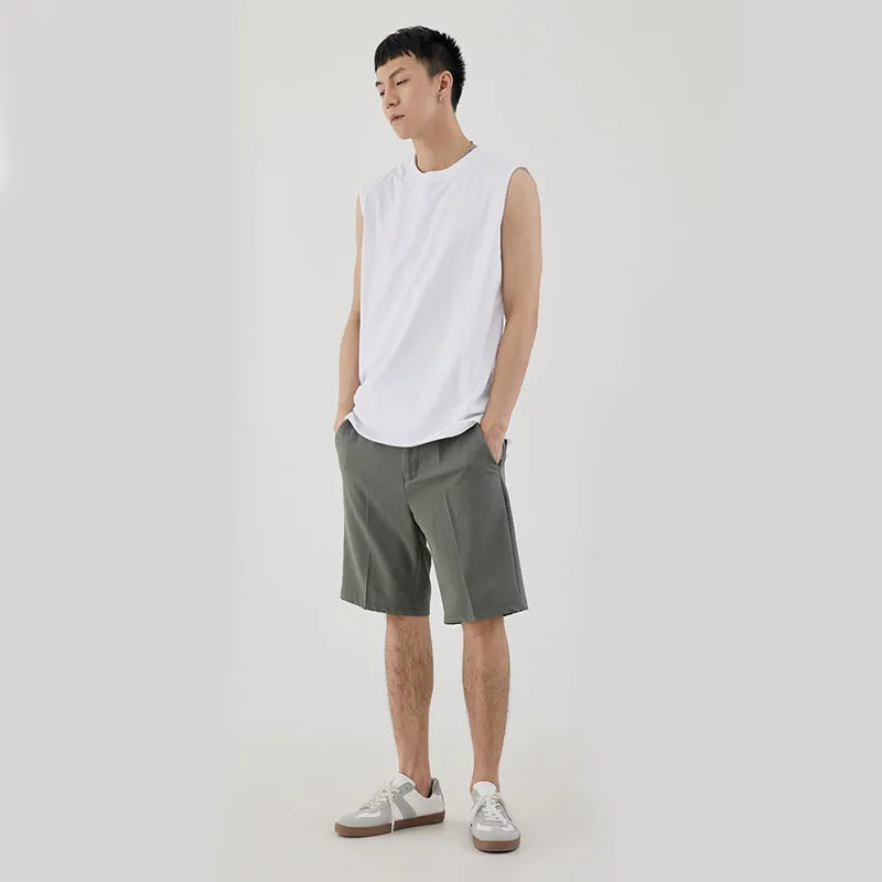 Men Minimalist Basic Sleeveless Matching Summer Solid Colored Cotton Tank Top
