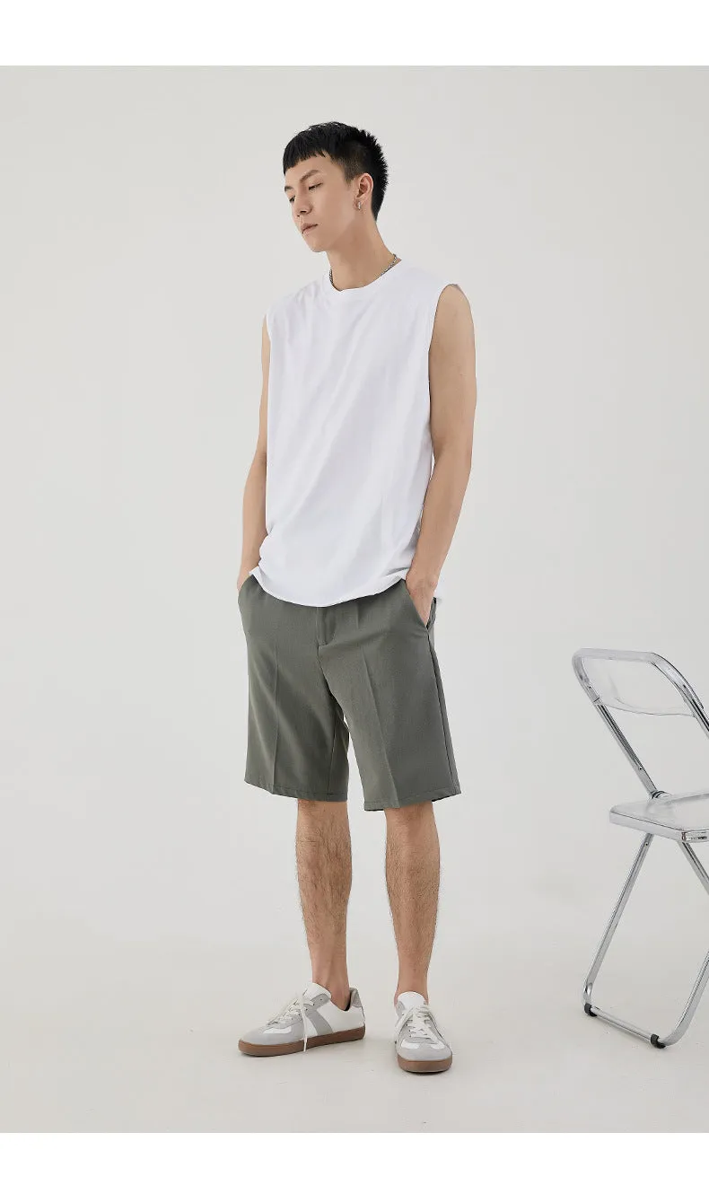 Men Minimalist Basic Sleeveless Matching Summer Solid Colored Cotton Tank Top