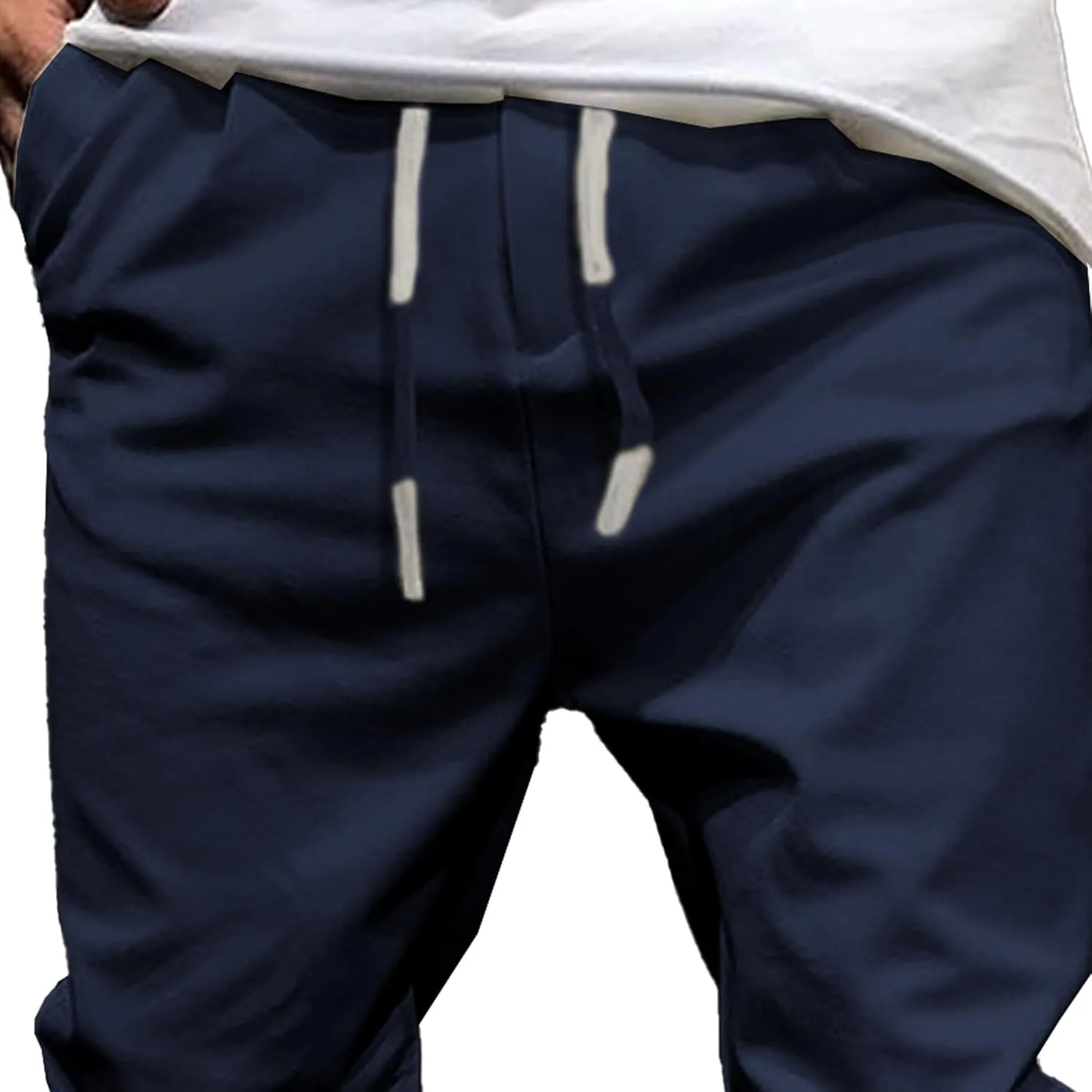 Men's Casual Chino Joggers Pants Tapered Sweatpants with Pockets Cotton Twill Elastic Waist Trousers