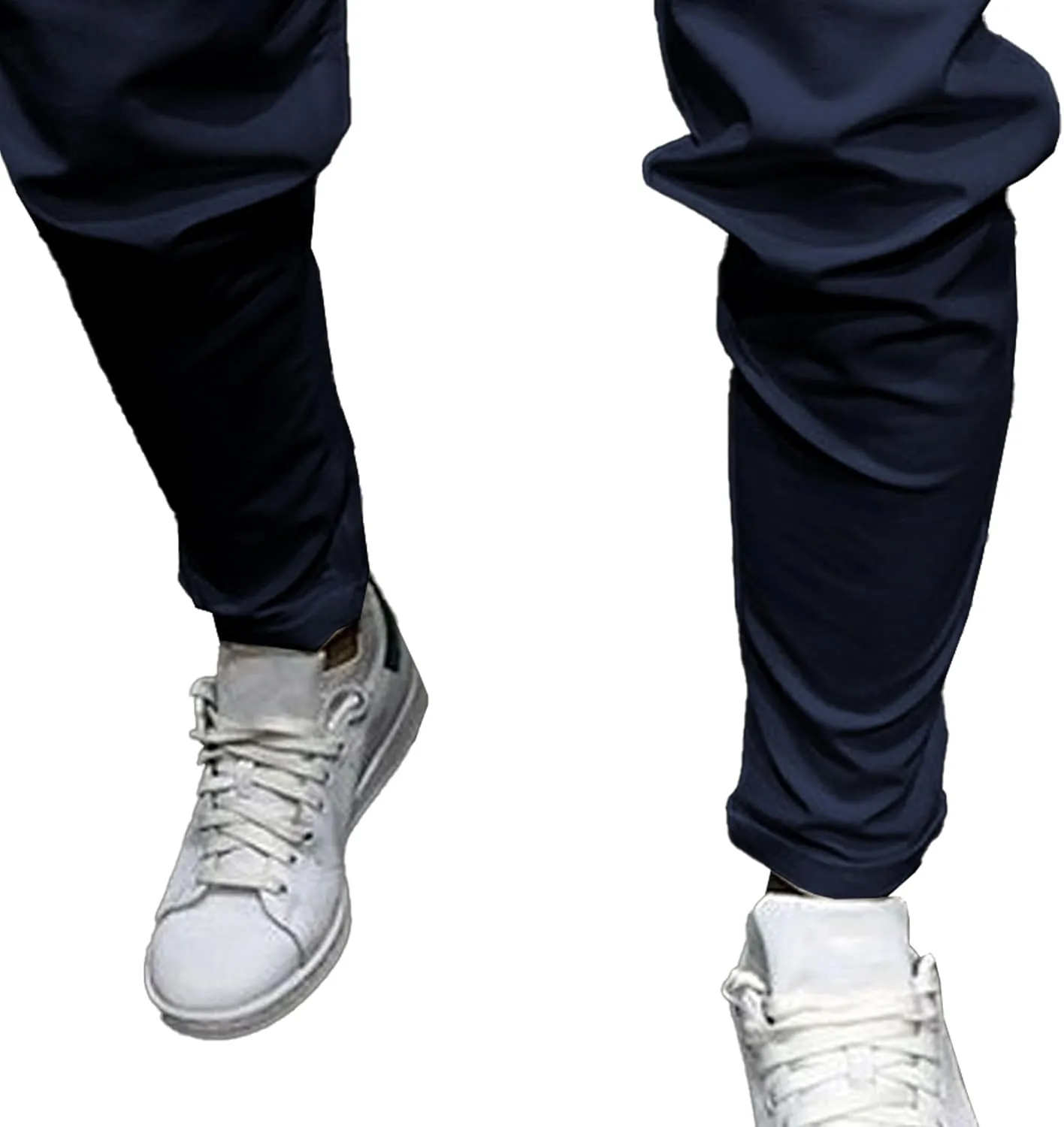 Men's Casual Chino Joggers Pants Tapered Sweatpants with Pockets Cotton Twill Elastic Waist Trousers