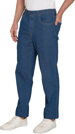 Men's Casual Elastic Waist Pull on Jeans in Denim & Twill