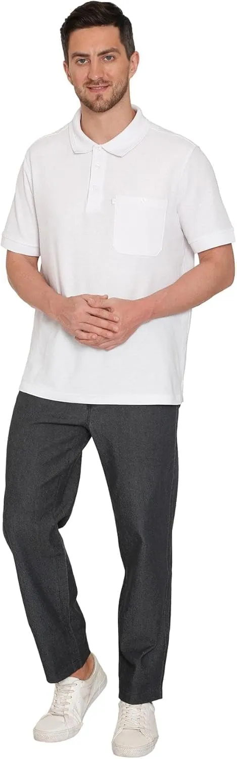 Men's Casual Elastic Waist Pull on Jeans in Denim & Twill