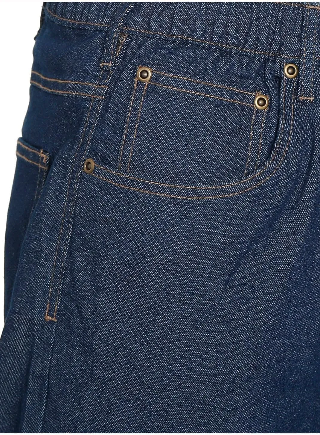 Men's Casual Elastic Waist Pull on Jeans in Denim & Twill