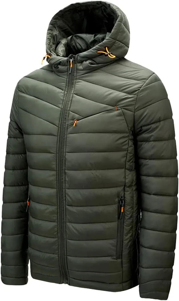 Men's Hooded Cotton-Padded Jacket Lightweight Warm Jacket Winter Windproof Coat