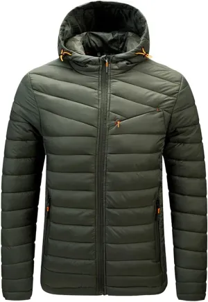 Men's Hooded Cotton-Padded Jacket Lightweight Warm Jacket Winter Windproof Coat