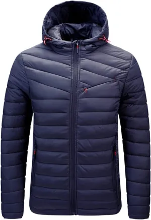Men's Hooded Cotton-Padded Jacket Lightweight Warm Jacket Winter Windproof Coat
