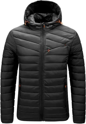 Men's Hooded Cotton-Padded Jacket Lightweight Warm Jacket Winter Windproof Coat