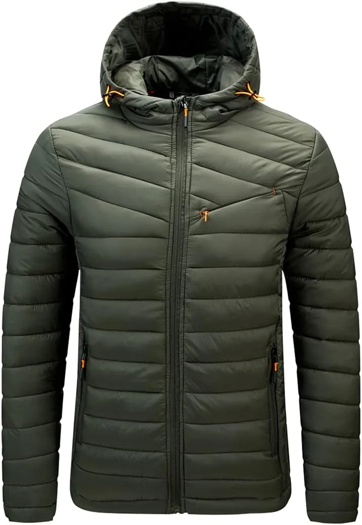 Men's Hooded Cotton-Padded Jacket Lightweight Warm Jacket Winter Windproof Coat