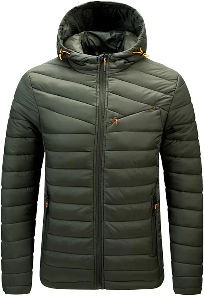 Men's Hooded Cotton-Padded Jacket Lightweight Warm Jacket Winter Windproof Coat