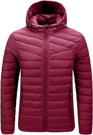 Men's Hooded Cotton-Padded Jacket Lightweight Warm Jacket Winter Windproof Coat