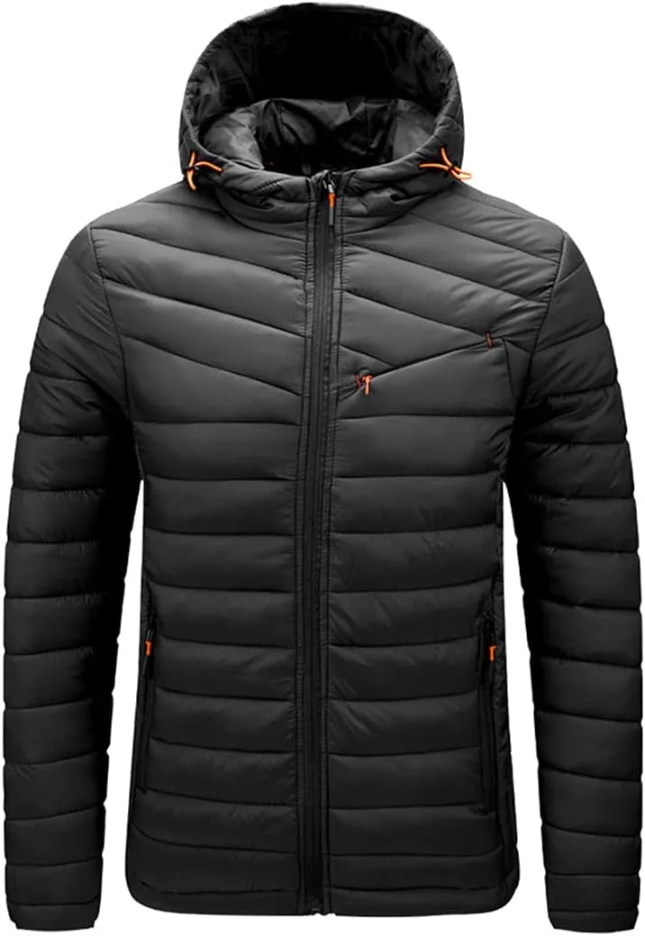 Men's Hooded Cotton-Padded Jacket Lightweight Warm Jacket Winter Windproof Coat