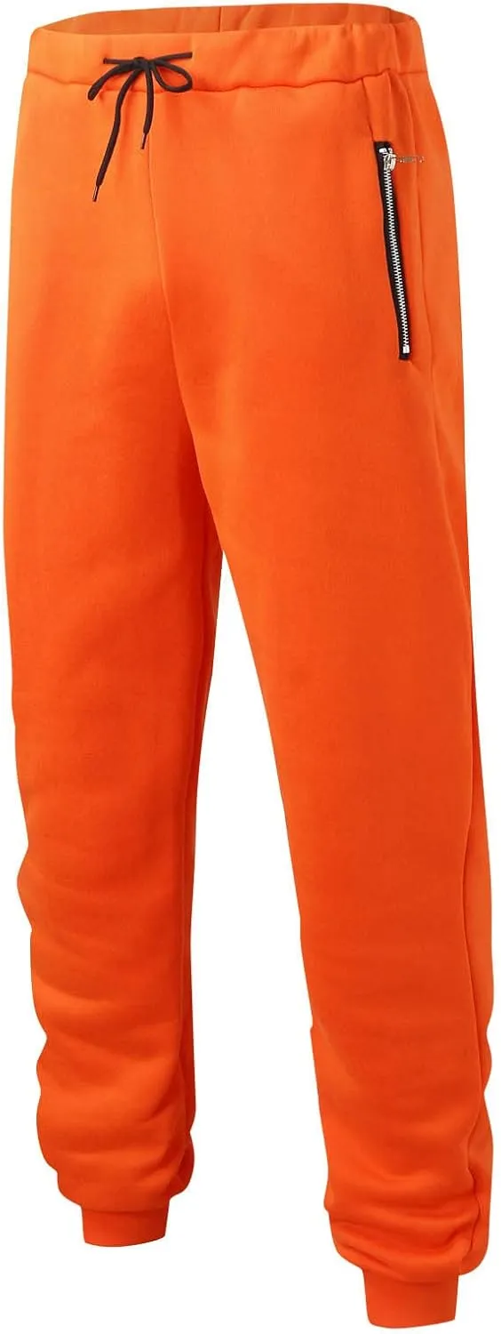 Men's Jogger Pants Slim Fit Elastic Waist Zipper Pockets Lightweight Drawstring Casual Daily Workout Athletic