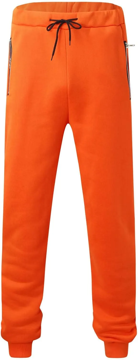 Men's Jogger Pants Slim Fit Elastic Waist Zipper Pockets Lightweight Drawstring Casual Daily Workout Athletic