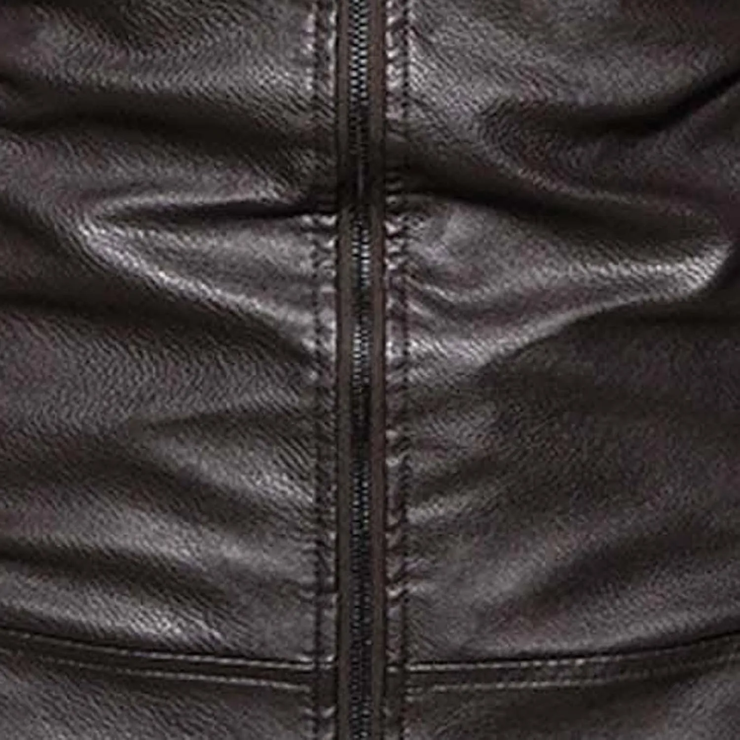 Mens Leather Jacket Slim Fit Motorcycle Jacket Lightweight Faux Leather Outwear Stand Collar Biker Coat