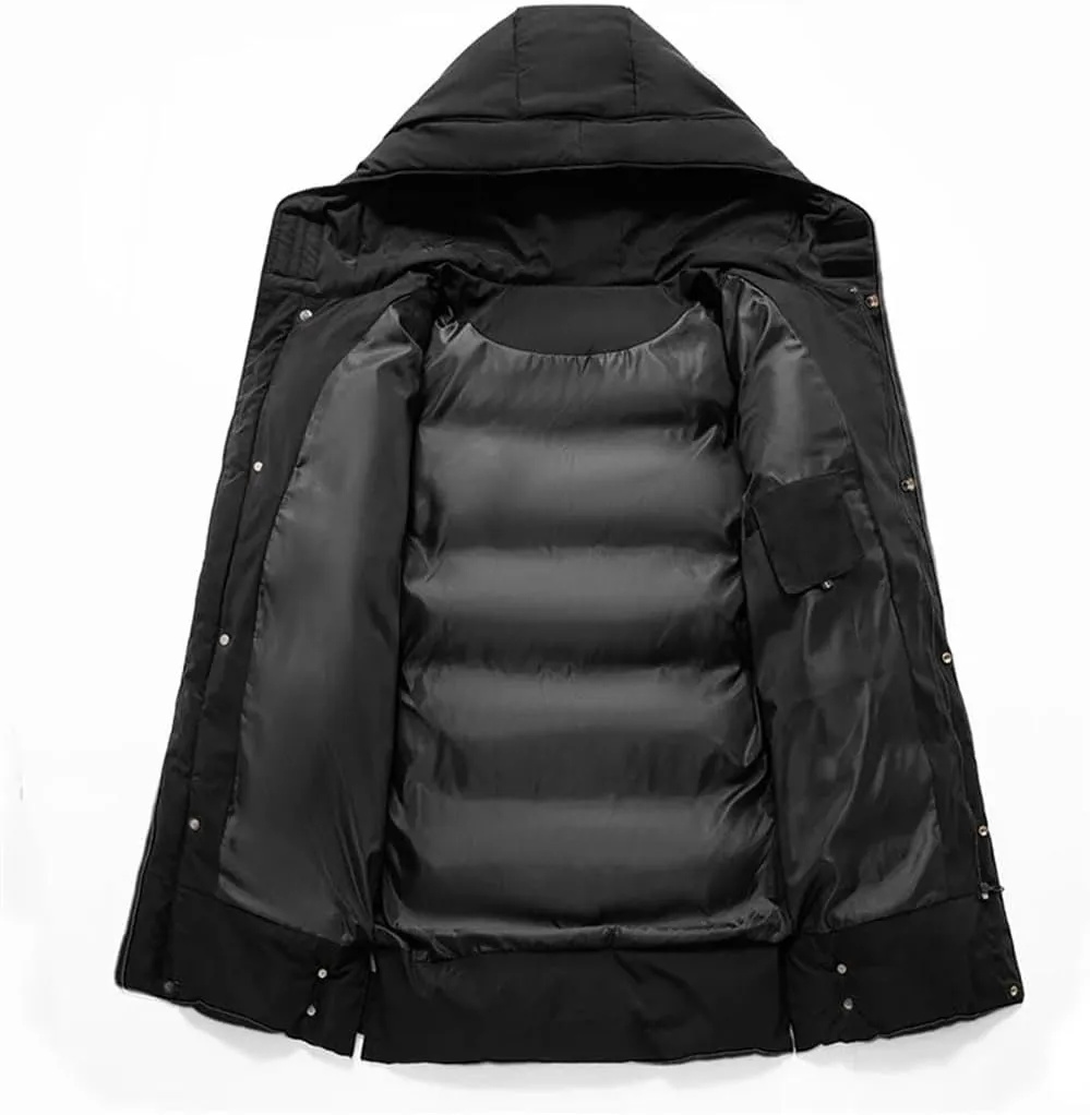 Men's Long Coat Winter Cotton Padded Jacket Oversize Hood Parka Outerwear Thick Warm Windbreaker