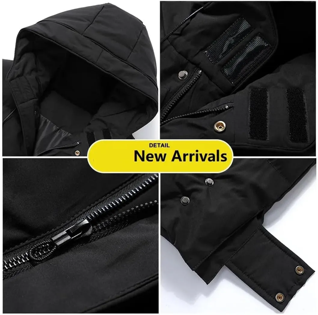 Men's Long Coat Winter Cotton Padded Jacket Oversize Hood Parka Outerwear Thick Warm Windbreaker