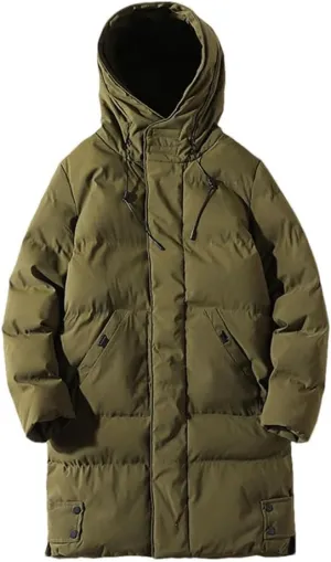 Men's Long Coat Winter Cotton Padded Jacket Oversize Hood Parka Outerwear Thick Warm Windbreaker